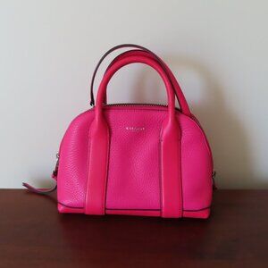 COACH Bleecker Mini Preston Satchel Pebble Leather Pink Ruby crossbody 30143 EUC